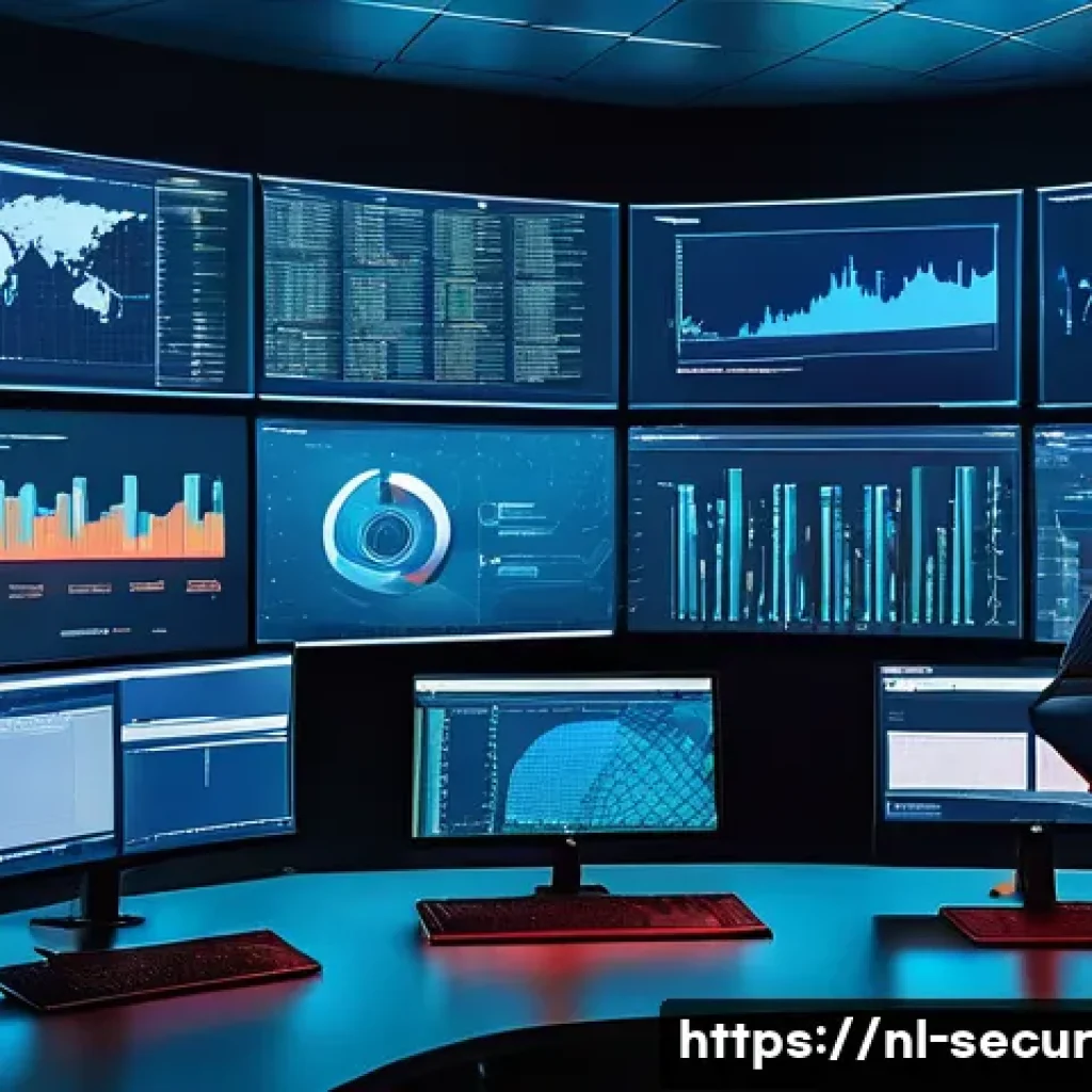 컨테이너 환경에서의 보안 모니터링 도구 - A modern IT security operations center (SOC) with Dutch cybersecurity professionals monitoring multi...