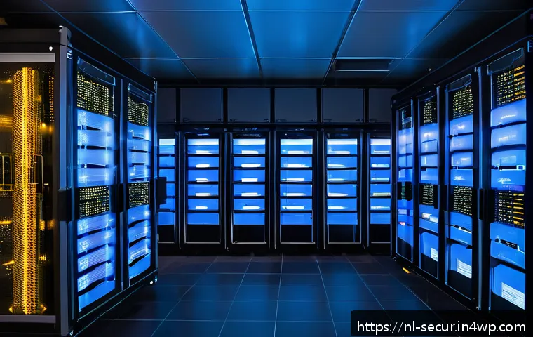컨테이너 런타임 보안 강화 가이드 - A high-tech Dutch data center interior, showcasing a secure container runtime environment with multi...
